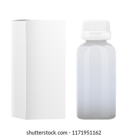 Blank Plastic Packaging Bottle with Cap for Pills Vector Isolated on white Background mock up
