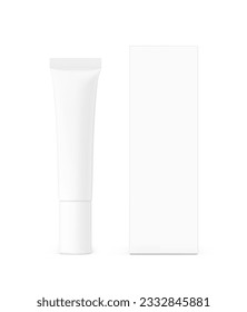 Blank plastic tube with box mockup. Front view. Vector illustration isolated on white background. Can be use for your design, advertising, promo and etc. EPS10. 