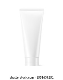 Blank plastic tube for cosmetics. Front view. Vector illustration isolated on white background. Can be use for your design, advertising, promo and etc. EPS10.	