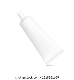 Blank plastic tube mockup. Front view. Vector illustration on white background. Can be use for your design, advertising, promo and etc. EPS10.	