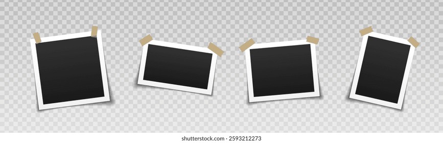 Blank Polaroid photos. Еmpty photos frame with adhesive tapes.