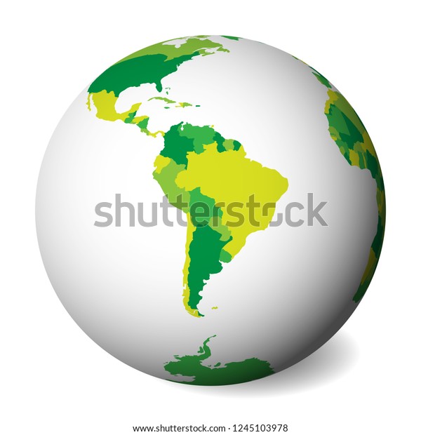 Mapa Político En Blanco De Sudamérica Tierra 3d Con Mapa Verde Ilustración Vectorial 5577