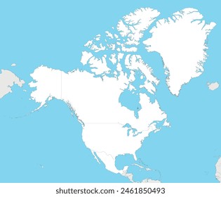 Blank Political North America Map vector illustration with countries in white color. Editable and clearly labeled layers.