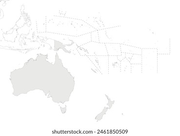 Blank Political Oceania Map vector illustration isolated in white background. Editable and clearly labeled layers.