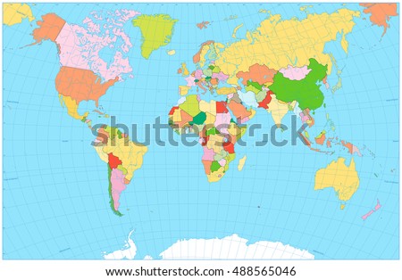 blank political world map detailed vector vector de stock libre de