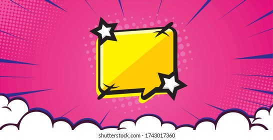 Blank Pop Art Comic Hintergrund leere Box, Cloud und Stern. Cartoon Vector Illustration auf rosa