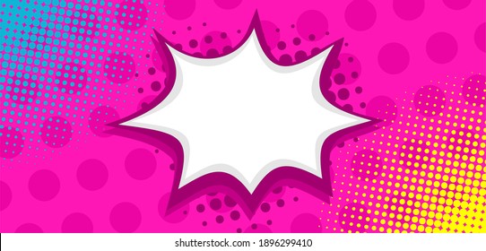blank Pop art comic background with speech bubble. Cartoon Vector Illustration on pink