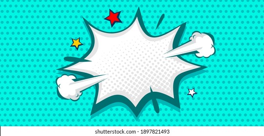 blank Pop art comic background with speech bubble. Cartoon Vector Illustration on green