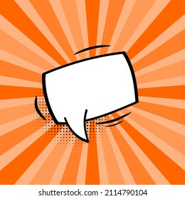 Blank Pop art comic background with message icon. Cartoon Vector Illustration with orange color