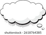 Blank pop art thought bubble for comic. Comic style blank thought bubble for pop art design. Empty comic cloud bubble for speech and thought
