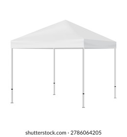 Blank pop up canopy tent mockup, side view. Portable outdoor shelter template for branding, advertising, exhibition, trade show and event display design isolated on white background. Vector illustration