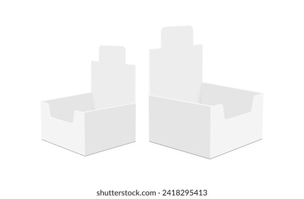 Blank POS DIsplay Boxes, Side View, Isolated On White Background. Vector Illustration