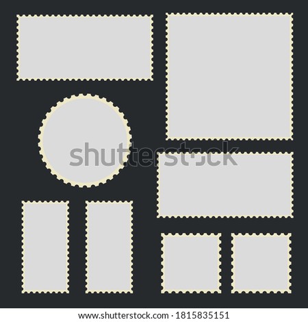 Blank Post Stamps On Dark Background. Vector Illustration