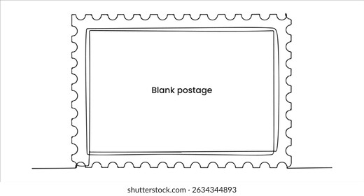 Blank postage stamp clean postage stamp continuous single line art drawing sketch on white background	
