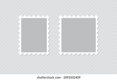 Blank postage stamp. Clean postage stamp template. Postage icon. Vector white postage.