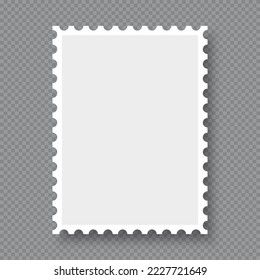 Blank postage stamp. Clean postage stamp template. Postage stamp border. Mockup postage stamp with shadow. Vector illustration