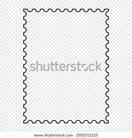 Blank postage stamp. Clean postage stamp template. Postage stamp border. Mockup postage stamp. Vector illustration