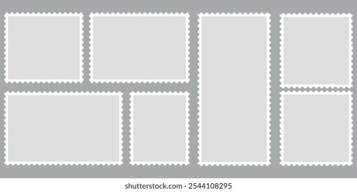  Blank Postage stamp collection on gray background