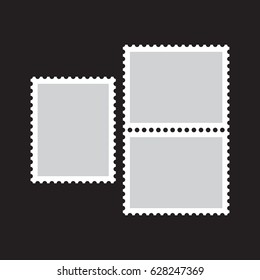 Blank postage stamp flat Icon on black background. Vector illustration