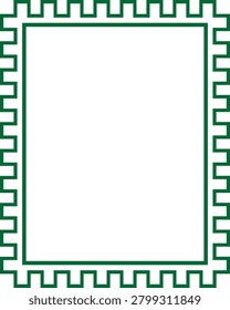 Blank Postage Stamp Frame With Perforated Border. Vintage Stamp Edge Template For Design
