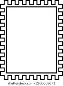 Blank Postage Stamp Frame With Perforated Border. Vintage Stamp Edge Template For Design