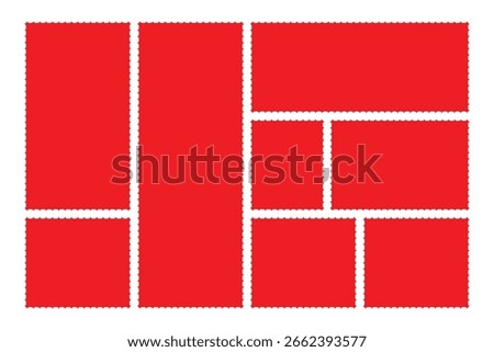 Blank postage stamp. Postage icon. Postage stamp set. Realistic post stamps set with relastic shadow. Blank  Stamps. Set of postage stamps. Post stamp frame and border. Grey square for mail