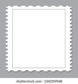 Blank postage stamp template isolated on gray background. Trendy postage stamp for label, sticker, app, mockup post stamp and wallpaper. Creative art concept, vector illustration