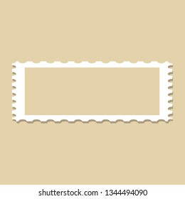 Blank postage stamp template isolated on beige background.   vector illustration