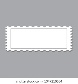 Blank postage stamp template isolated on gray background. Trendy postage stamp for label, sticker, app, mockup post stamp and wallpaper. Creative art concept, vector illustration