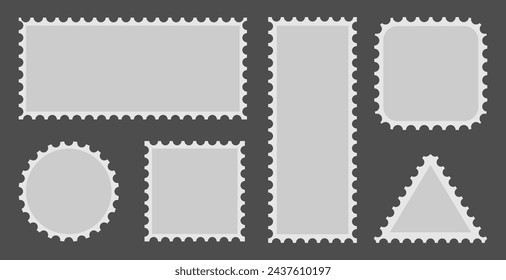 Blank Postage Stamps. Frames collection. Blank rectangle and square postage stamps. Vector illustration.