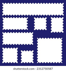 Blank Postage Stamps frames set - stock vector. Eps 10. Vector illustration.