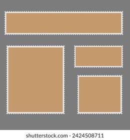  Blank Postage Stamps frames set - stock vector.