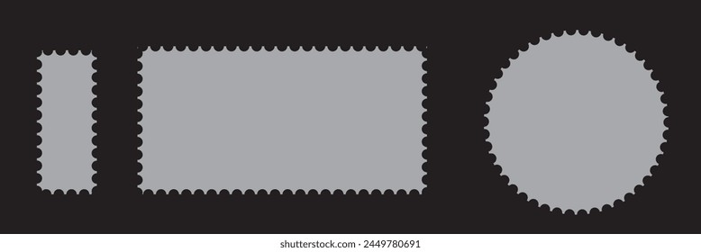 Blank Postage Stamps frames set - stock vector.