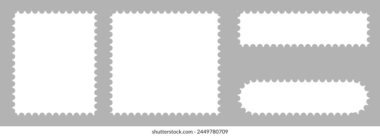 Blank Postage Stamps frames set - stock vector.