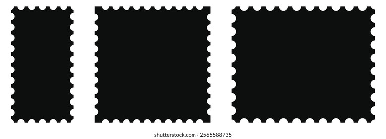 Blank Postage Stamps frames set - stock vector. Eps 10.