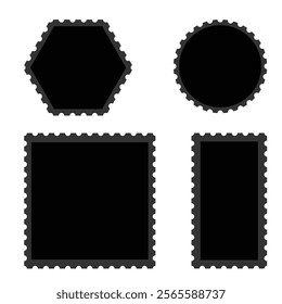 Blank Postage Stamps frames set - stock vector. Eps 10.