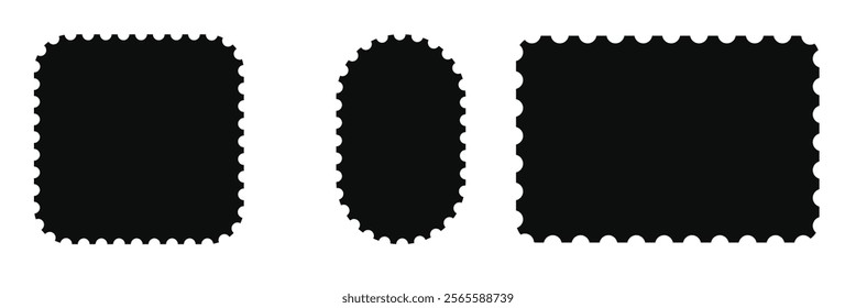 Blank Postage Stamps frames set - stock vector. Eps 10.