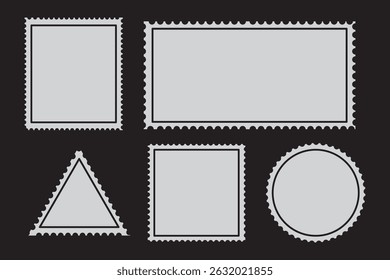 Blank Postage Stamps frames set - stock vector.