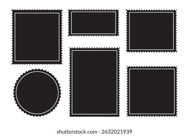 Blank Postage Stamps frames set - stock vector.