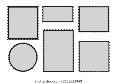 Blank Postage Stamps frames set - stock vector.