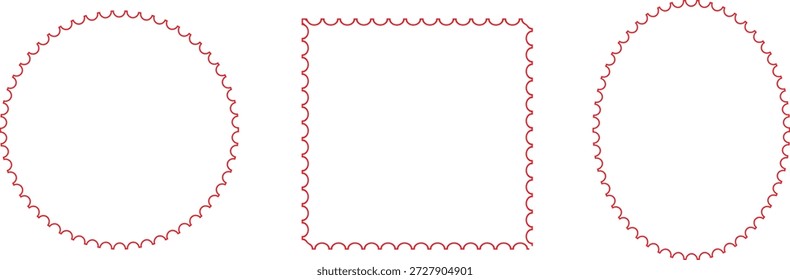 Sellos postales en blanco. icono .  Marco postal simple. Plantilla de poste de pegatina cuadrada ovalada rectangular. Vector eps 10.