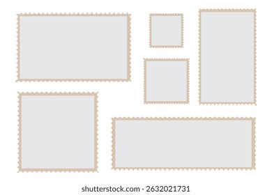Blank Postage Stamps. Light Postage Stamps on gray background. EPS10