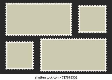 Blank Postage Stamps. Light Postage Stamps on black background. EPS10