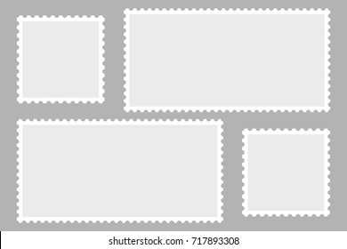 Blank Postage Stamps. Light Postage Stamps on gray background. EPS10
