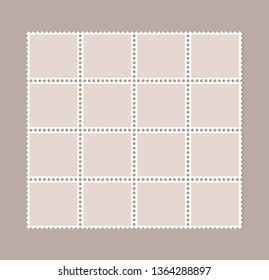 Blank postage stamps. Perforated. For mail letter.