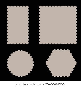 Blank Postage Stamps Set on Dark Background.