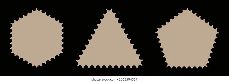 Blank Postage Stamps Set on Dark Background.