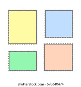 Blank Postage Stamps Set on Dark Background   vector
