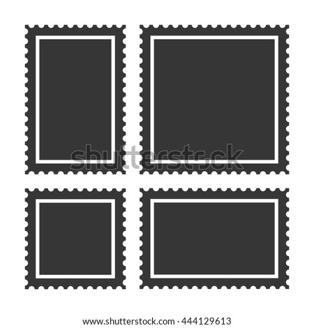 Blank Postage Stamps Set on White Background. Vector