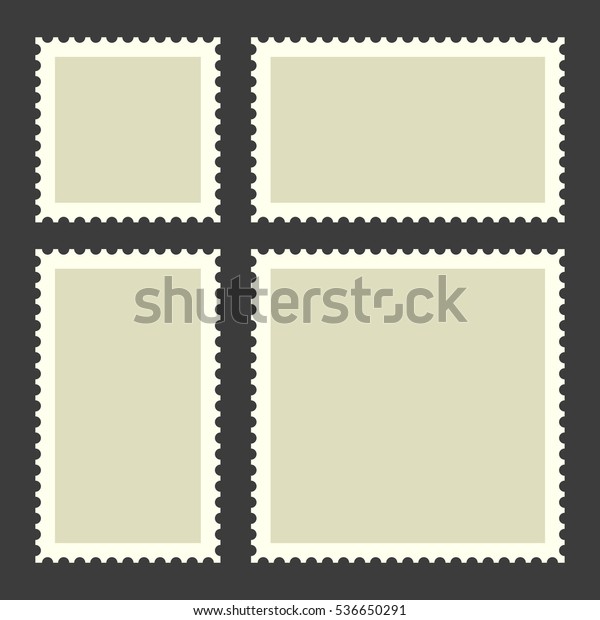 Blank\
Postage Stamps Set on Dark Background.\
Vector